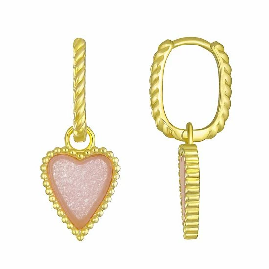 Wholesale โค๏ธ Unbranded Rose Quartz Heart Charm Hoop Drop Earrings ๐ 3 Wholesale โค๏ธ Unbranded Rose Quartz Heart Charm Hoop Drop Earrings ๐