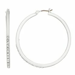 Top 10 😉 Nine West Silver Tone Pave Click It Hoop Earrings 😍