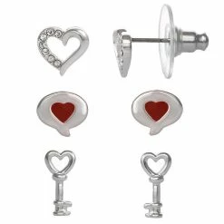 Top 10 🔥 FAO Schwarz Heart & Key Trio Stud Earring Set ✔️
