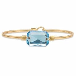 Outlet 👍 Luca & Danni Luca + Danni Dylan Bangle Bracelet In Aquamarine Brass Tone ❤️