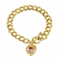 Best Sale 🤩 1928 Simulated Crystal Heart Charm Bracelet ⭐