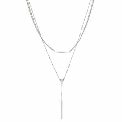 Deals ✔️ Nine West Silver Tone Double Row Heart Y Necklace ❤️