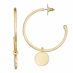 Best Pirce 🛒 Nine West Gold Tone Circle Drop Hoop Earrings ⌛