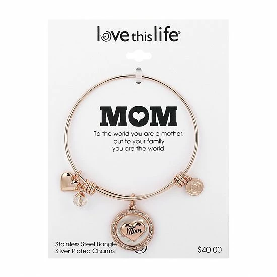 Wholesale 🥰 Love This Life® Rose Gold Tone Mom Heart Bangle Bracelet 🛒 5 Wholesale 🥰 Love This Life® Rose Gold Tone Mom Heart Bangle Bracelet 🛒 - Image 3