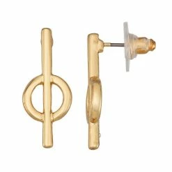 Buy 👏 Nine West Gold Tone Linear Drop Post Earrings ⭐