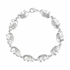 Best Sale 🔥 Jewelexcess Sterling Silver Diamond Accent Elephant Bracelet 👍