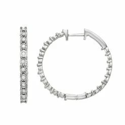Best deal 👍 Unbranded 1/4 Carat T.W. Diamond Hoop Earrings Silver Tone ✔️