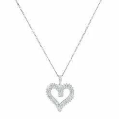 Brand new 🧨 Unbranded Sterling Silver 1/2 Carat T.W. Diamond Heart Pendant Necklace 🔔