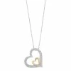 Discount 🤩 Delicate Diamonds Sterling Silver 1/10 Carat T.W. Diamond Double Heart Pendant Necklace ⭐