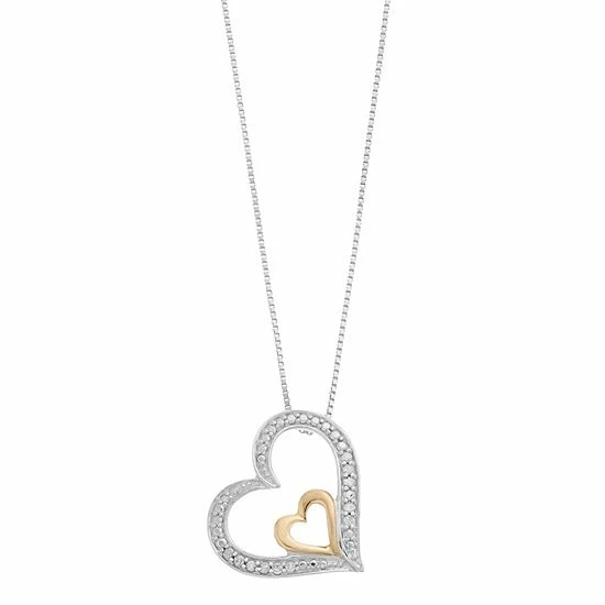 Discount 🤩 Delicate Diamonds Sterling Silver 1/10 Carat T.W. Diamond Double Heart Pendant Necklace ⭐ 3 Discount 🤩 Delicate Diamonds Sterling Silver 1/10 Carat T.W. Diamond Double Heart Pendant Necklace ⭐