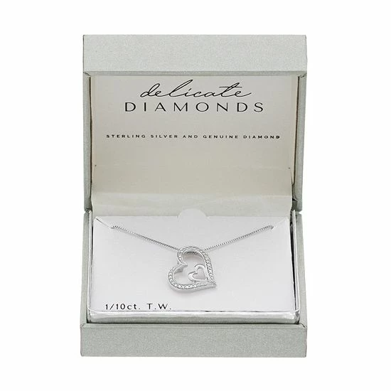 Discount 🤩 Delicate Diamonds Sterling Silver 1/10 Carat T.W. Diamond Double Heart Pendant Necklace ⭐ 4 Discount 🤩 Delicate Diamonds Sterling Silver 1/10 Carat T.W. Diamond Double Heart Pendant Necklace ⭐ - Image 2