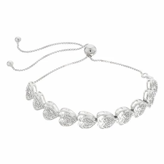 Discount โ๏ธ Unbranded Sterling Silver 1/4 Carat T.W. Adjustable Heart Bracelet ๐ฏ 3 Discount โ๏ธ Unbranded Sterling Silver 1/4 Carat T.W. Adjustable Heart Bracelet ๐ฏ