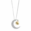 Deals ⌛ Delicate Diamonds Two Tone Sterling Silver 1/10 Carat T.W. Diamond Crescent Moon Pendant Necklace ⭐