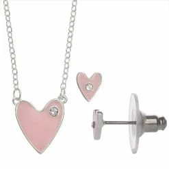 Discount 🎉 FAO Schwarz 👩 Mother-of-Pearl Heart Pendant & Stud Earring Set Gold Tone White 👍 -Valentine's Day Jewelry shop unnamed file 1245