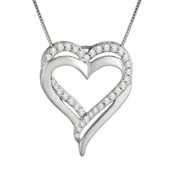 Best deal 🥰 Two Hearts Forever One Sterling Silver 1/4 Carat T.W. Diamond Heart Pendant 😍