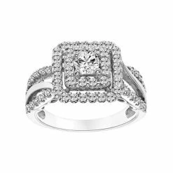 Discount π Simply Vera Vera Wang 14k White Gold 1 Carat T.W. Certified Diamond Square Halo Engagement Ring π