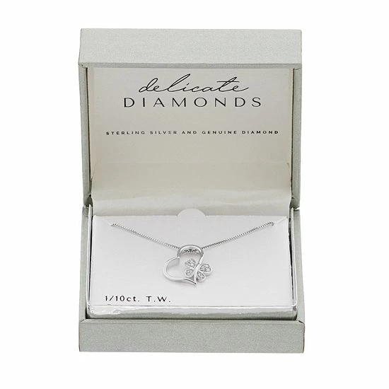 Outlet ๐ Delicate Diamonds Sterling Silver 1/10 Carat T.W. Diamond Clover Heart Pendant Necklace ๐คฉ 4 Outlet ๐ Delicate Diamonds Sterling Silver 1/10 Carat T.W. Diamond Clover Heart Pendant Necklace ๐คฉ - Image 2