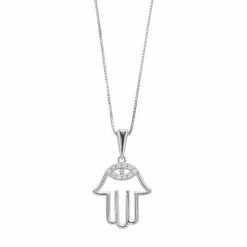 Discount β¨ Delicate Diamonds Sterling Silver 1/10 Carat T.W. Diamond Hamsa Pendant Necklace π―