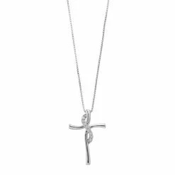 Best deal 🎉 Delicate Diamonds Sterling Silver 1/10 Carat T.W. Diamond Infinity Cross Pendant Necklace 🎁