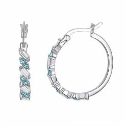 Cheapest 🛒 Chrystina White & Aqua Crystal Hoop Earrings 🎉