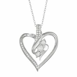 Deals 👍 Unbranded Sterling Silver 1/4 Carat T.W. Diamond Heart Pendant Necklace ❤️