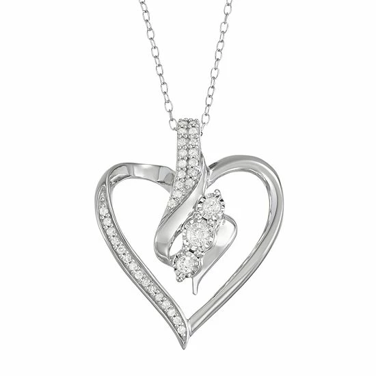 Deals ๐ Unbranded Sterling Silver 1/4 Carat T.W. Diamond Heart Pendant Necklace โค๏ธ 3 Deals ๐ Unbranded Sterling Silver 1/4 Carat T.W. Diamond Heart Pendant Necklace โค๏ธ