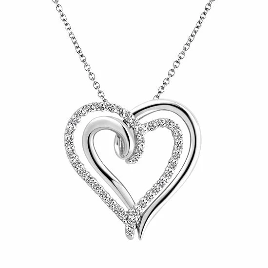 New ๐ Two Hearts Forever One Sterling Silver 1/4-ct. T.W. Diamond Heart Pendant ๐ 3 New ๐ Two Hearts Forever One Sterling Silver 1/4-ct. T.W. Diamond Heart Pendant ๐