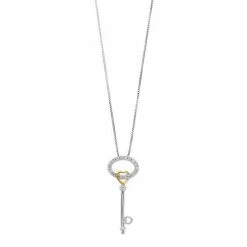 Best deal 💯 Delicate Diamonds Sterling Silver 1/10 Carat T.W. Diamond Heart Key Pendant Necklace 🧨