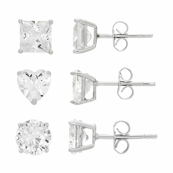Discount ๐ DiamonLuxe Sterling Silver Simulated Diamond Stud Earring Set โค๏ธ 3 Discount ๐ DiamonLuxe Sterling Silver Simulated Diamond Stud Earring Set โค๏ธ