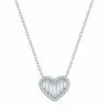 Outlet ✔️ Unbranded Sterling Silver Round & Baguette Cubic Zirconia Heart Necklace 👏 -Valentine's Day Jewelry shop unnamed file 1344