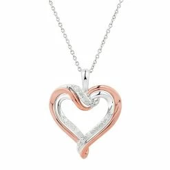 Best reviews of 💯 Two Hearts Forever One Two Tone Sterling Silver 1/4 Carat T.W. Diamond Heart Pendant 😍