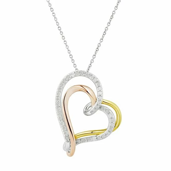 Cheapest ๐ Two Hearts Forever One Tri Tone Sterling Silver 1/2 Carat T.W. Diamond Heart Pendant โ 3 Cheapest ๐ Two Hearts Forever One Tri Tone Sterling Silver 1/2 Carat T.W. Diamond Heart Pendant โ
