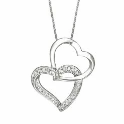 Top 10 โ๏ธ Two Hearts Forever One Sterling Silver 1/4-ct. T.W. Round-Cut Diamond Interlocking Heart Pendant ๐