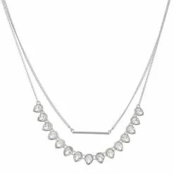 Buy 👍 Nine West Silver Tone 2 Row Bar Cry Necklace 👏