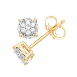 Cheap 🎉 Diamond Brilliance Sterling Silver 1/10 Carat T.W. Diamond Cluster Stud Earrings Gold Tone 👏 -Valentine's Day Jewelry shop unnamed file 1391