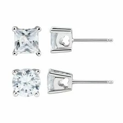 Promo 🌟 DiamonLuxe Sterling Silver 3 3/4 Carat T.W. Simulated Diamond Stud Earring Set 😉