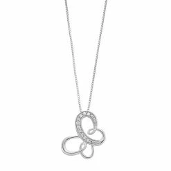 Best Sale π Delicate Diamonds Sterling Silver 1/10 Carat T.W. Diamond Butterfly Pendant Necklace π
