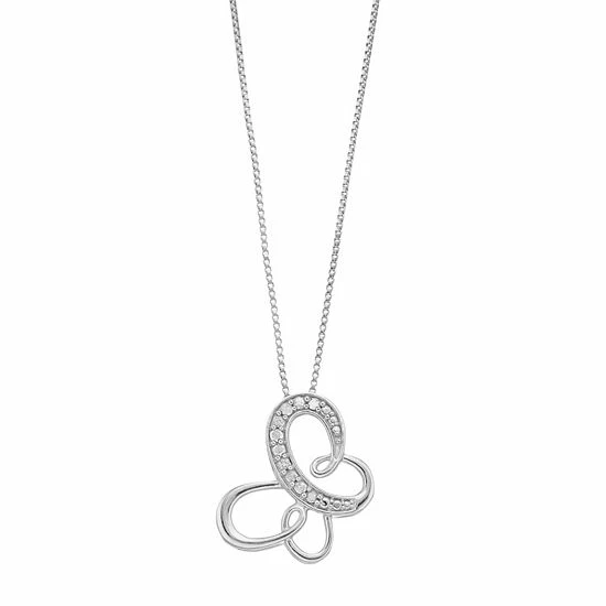Best Sale 😉 Delicate Diamonds Sterling Silver 1/10 Carat T.W. Diamond Butterfly Pendant Necklace 🔔 3 Best Sale 😉 Delicate Diamonds Sterling Silver 1/10 Carat T.W. Diamond Butterfly Pendant Necklace 🔔
