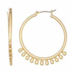 Best Pirce ⭐ Nine West Gold Tone Shaky Click It Hoop Earrings 😉