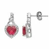 Best deal 😀 Unbranded Sterling Silver Heart-Shaped Lab-Created Ruby & Lab-Created White Sapphire Stud Earrings ⭐