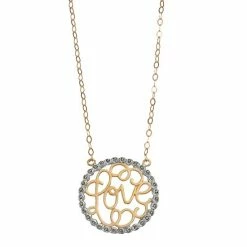 Wholesale 🥰 Diamond Mystique 18k Gold Over Silver & Diamond Accent "Love" Necklace 🎁
