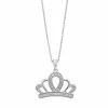Cheapest 😀 Delicate Diamonds Sterling Silver 1/10 Carat T.W. Diamond Crown Pendant Necklace 🎁