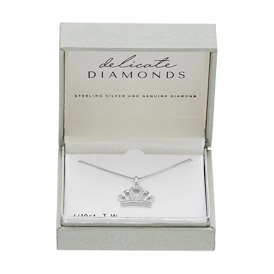 Cheapest ๐ Delicate Diamonds Sterling Silver 1/10 Carat T.W. Diamond Crown Pendant Necklace ๐ 4 Cheapest ๐ Delicate Diamonds Sterling Silver 1/10 Carat T.W. Diamond Crown Pendant Necklace ๐ - Image 2