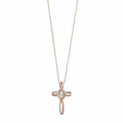 Budget 🔔 Unbranded 1/4 Carat T.W. Diamond Cross Pendant Necklace Gold Tone 🥰