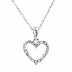 Best Pirce 🥰 Unbranded 10k White Gold 1/4-ct. T.W. Round-Cut Diamond Heart Pendant 🔥