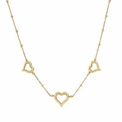 Wholesale 👍 Everlasting Gold 10K Gold Triple Heart Station Necklace 👏