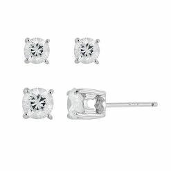 New 🛒 DiamonLuxe Sterling Silver 1 1/2-ct. T.W. Cubic Zirconia Stud Earring Set 💯