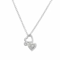 Best Sale 😉 Charming Girl Sterling Silver Crystal Heart Pendant Necklace 🎉