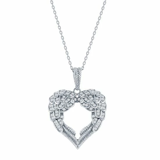 Discount 👍 Argento Bella Sterling Silver Cubic Zirconia Angel Wings Heart Pendant Necklace 😉 3 Discount 👍 Argento Bella Sterling Silver Cubic Zirconia Angel Wings Heart Pendant Necklace 😉