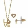 Cheapest 👍 FAO Schwarz Crystal "Love" Pendant & Earring Set Silver Tone Crystal ⭐